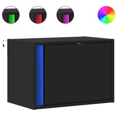 Stenska Nočna omarica - Nočna miza z LED lučkami črna