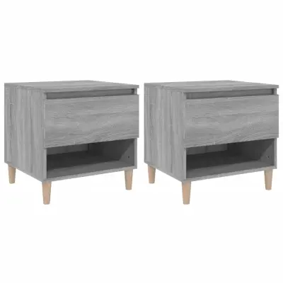 Dvo delni komplet Nočne omarice - Nočne mize siva sonoma 50x46x50 cm inženirski les