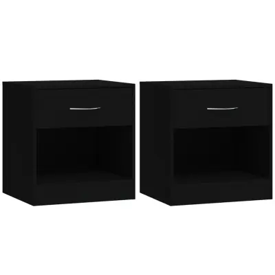 Dvo delni komplet Nočne omarice - Nočne mize s predalom črna