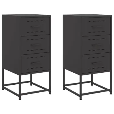 Dvo delni komplet Nočne omarice - Nočne mize črna 36x39x78 cm jeklo