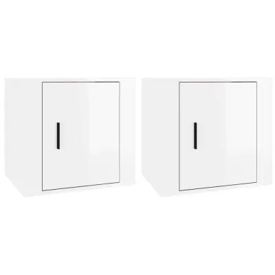 Dvo delni komplet Nočne omarice - Nočne mize visok sijaj bele 50x39x47 cm