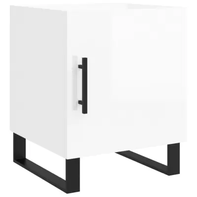 Nočna omarica - Nočna miza visok sijaj bela 40x40x50 cm inženirski les