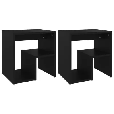 Dvo delni komplet Nočne omarice - Nočne mize črne 40x30x40 cm iverna plošča
