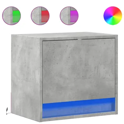 Stenski Dvo delni komplet Nočne omarice - Nočne mize z LED lučkami betonsko siva