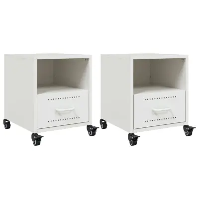 Dvo delni komplet Nočne omarice - Nočne mize bela 36x39x43,5 cm jeklo