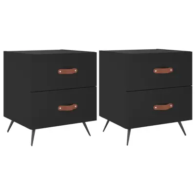 Dvo delni komplet Nočne omarice - Nočne mize črna 40x35x47,5 cm inženirski les