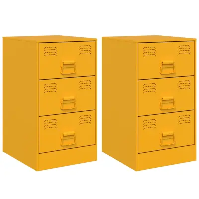 Dvo delni komplet Nočne omarice - Nočne mize gorčično rumena 34,5x39x62 cm jeklo