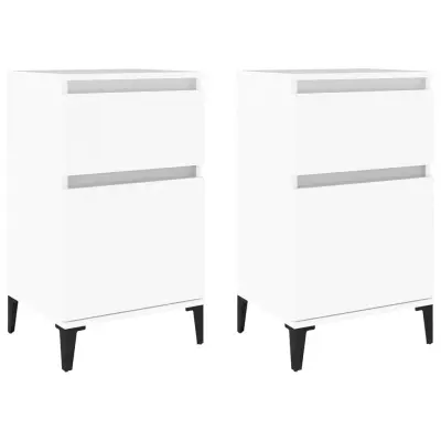 Dvo delni komplet Nočne omarice - Nočne mize bele 40x35x70 cm
