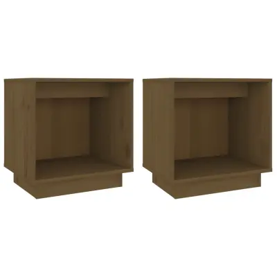 Dvo delni komplet Nočne omarice - Nočne mize medeno rjava 40x30x40 cm trdna borovina