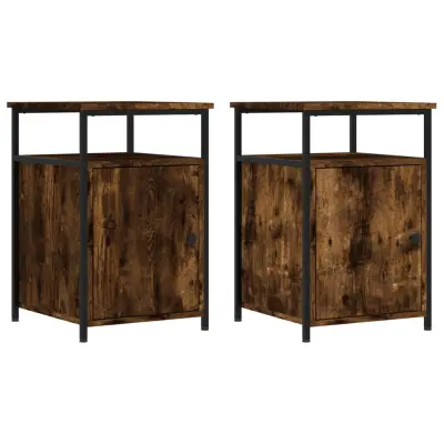 Dvo delni komplet Nočne omarice - Nočne mize dimljeni hrast 40x42x60 cm inženirski les