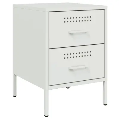 Nočna omarica - Nočna miza bela 36x39x50,5 cm jeklo