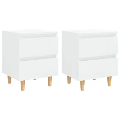 Dvo delni komplet Nočne omarice - Nočne mize visok sijaj bela 40x35x50 cm