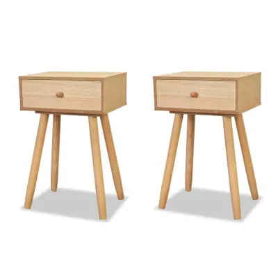 2 kose Nočne omarice - Nočne mize masivna borovina 40x30x61 cm rjave barve