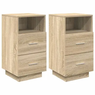 Dvo delni komplet Nočne omarice - Nočne mize z 2 predaloma sonoma hrast 36x36x68 cm