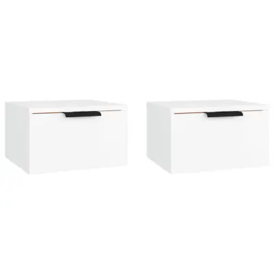 Stenski Dvo delni komplet Nočne omarice - Nočne mize bele 34x30x20 cm