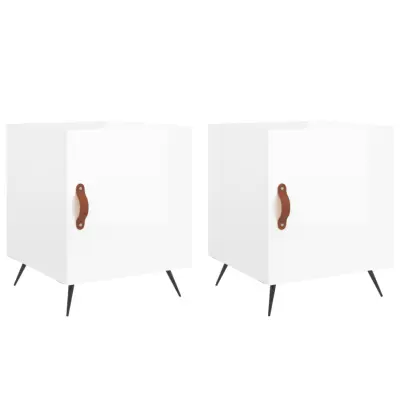Dvo delni komplet Nočne omarice - Nočne mize visok sijaj bela 40x40x50cm inženirski les