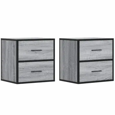 Stenski Dvo delni komplet Nočne omarice - Nočne mize siva sonoma 40x31x39,5 cm