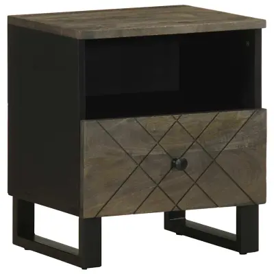 Dvo delni komplet Nočne omarice - Nočne mize črna 40x33x46 cm trden mangov les