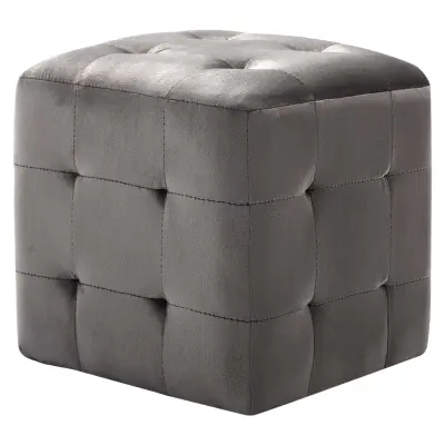 Dvo delni komplet Nočne omarice - Nočne mize sive 30x30x30 cm žametno blago