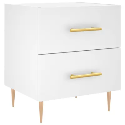 Nočna omarica - Nočna miza bela 40x35x47,5 cm inženirski les