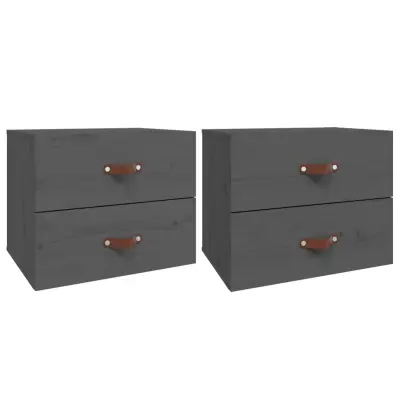 Stenski Dvo delni komplet Nočne omarice - Nočne mize siva 50x36x40 cm
