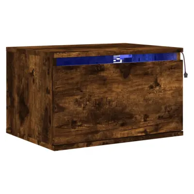 Stenska Nočna omarica - Nočna miza z LED lučkami dimljen hrast