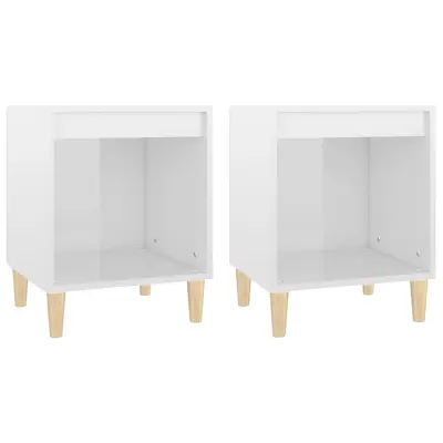Dvo delni komplet Nočne omarice - Nočne mize visok sijaj bele 40x35x50 cm
