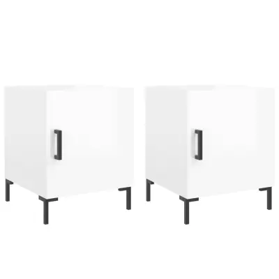 Dvo delni komplet Nočne omarice - Nočne mize visok sijaj bela 40x40x50cm inženirski les