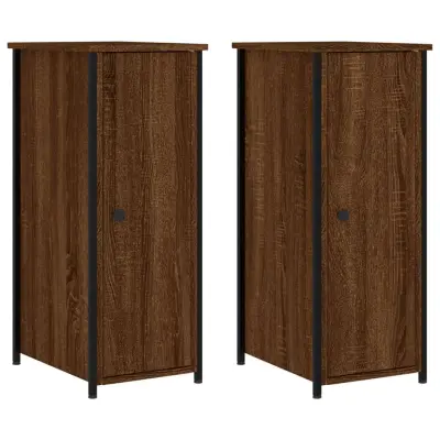 Dvo delni komplet Nočne omarice - Nočne mize rjavi hrast 32x42x80 cm inženirski les