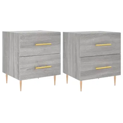 Dvo delni komplet Nočne omarice - Nočne mize siva sonoma 40x35x47,5 cm inženirski les