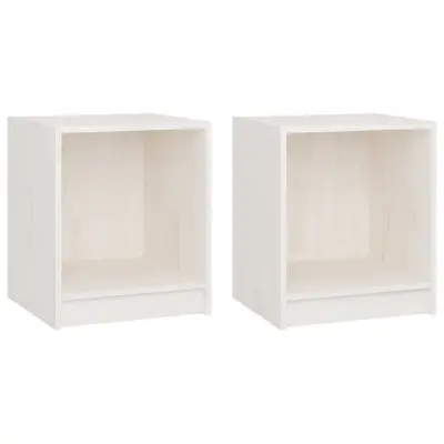 Dvo delni komplet Nočne omarice - Nočne mize bela 35,5x33,5x41,5 cm trdna borovina