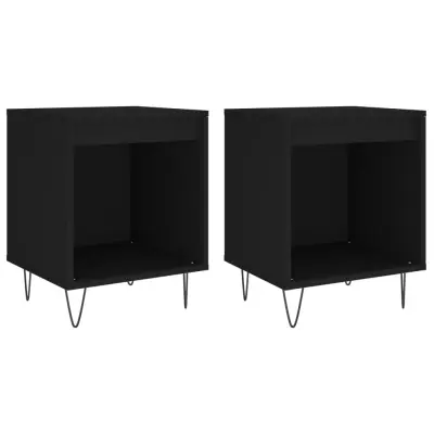 Dvo delni komplet Nočne omarice - Nočne mize črna 40x35x50 cm inženirski les