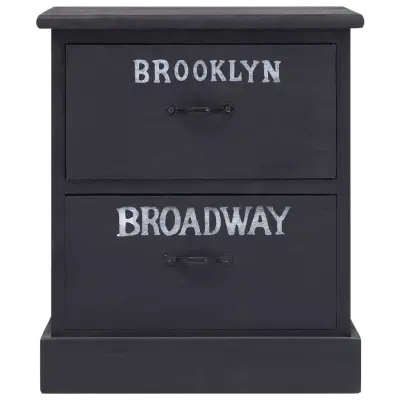 Nočna omarica - Nočna miza črna 38x28x45 cm les pavlovnije