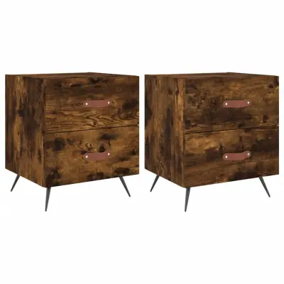 Dvo delni komplet Nočne omarice - Nočne mize dimljen hrast 40x35x47,5 cm inženirski les