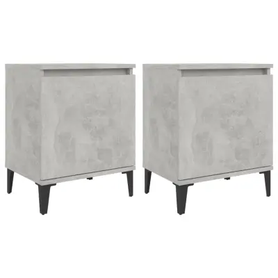 Dvo delni komplet Nočne omarice - Nočne mize s kovinskimi nogami betonsko sive 40x30x50 cm