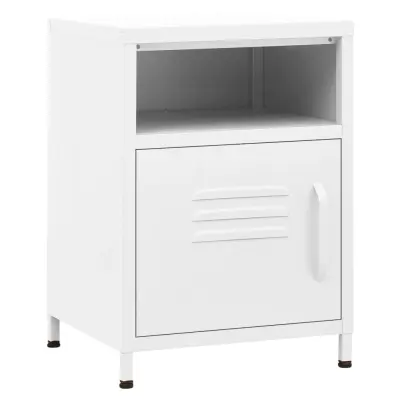 Nočna omarica - Nočna miza bela 35x35x51 cm jeklo