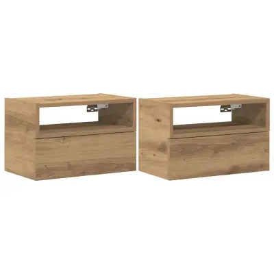 Stenski Dvo delni komplet Nočne omarice - Nočne mize artisan hrast 45x26x28,5 cm