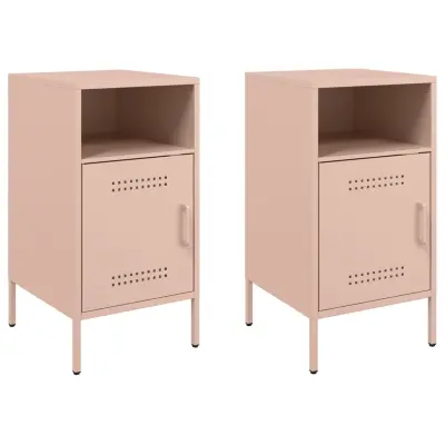 Dvo delni komplet Nočne omarice - Nočne mize roza 36x39x68 cm jeklo