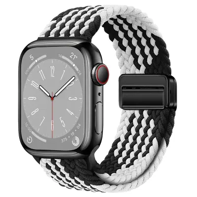 Zvezdni najlonski pleteni pašček za uro Apple Watch Black&White S