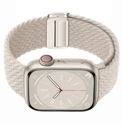 Zvezdni najlonski pleteni pašček za uro Apple Watch Beige L