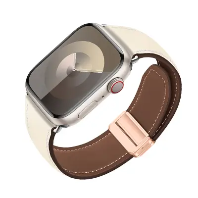 Usnjen pašček za uro Apple Watch Beige