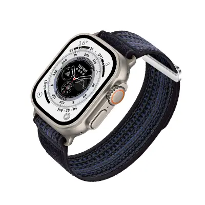 Pleteni športni pašček iz najlona za Apple Watch Black+Blue L