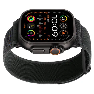 Najlonski pasovi za uro, združljivi z Apple Watch - Zračni športni zančni paščki za iWatch serije 8/7/6/5/4/3/2/1/SE/Ultra Black L