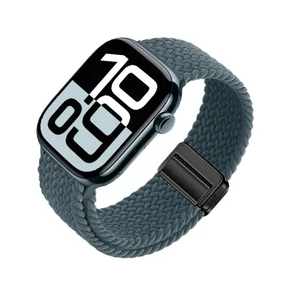 Zvezdni najlonski pleteni pašček za uro Apple Watch DarkGreen L