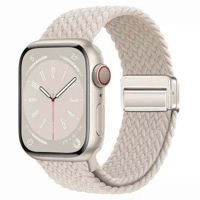 Zvezdni najlonski pleteni pašček za uro Apple Watch Beige S
