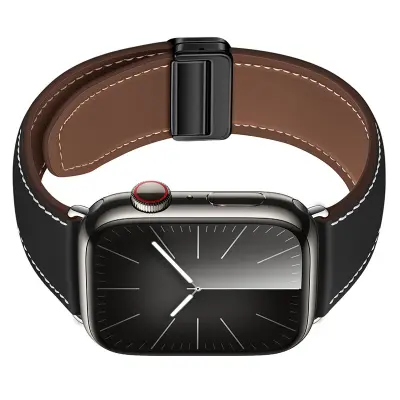 Usnjen pašček za uro Apple Watch Black