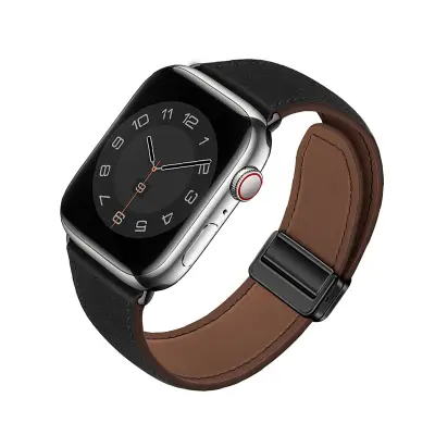 Usnjen pašček za uro Apple Watch Black