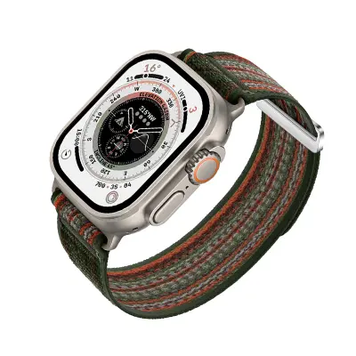 Pleteni športni pašček iz najlona za Apple Watch green+orange L