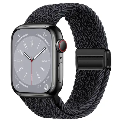 Zvezdni najlonski pleteni pašček za uro Apple Watch Black L