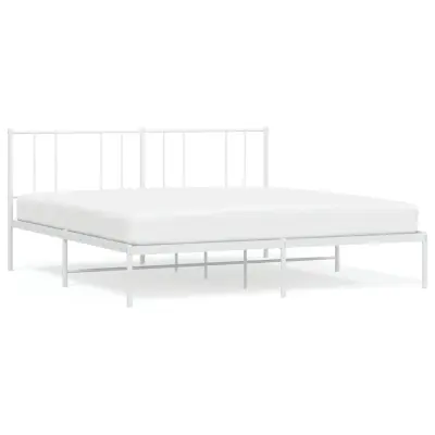 Kovinski Posteljni okvir - Dvoposteljna postelja - Zakonska postelja z vzglavjem bel 200x200 cm